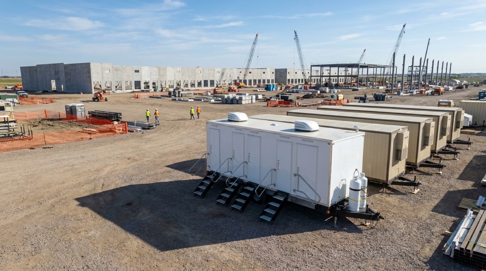 Combination shower restroom and laundry trailer